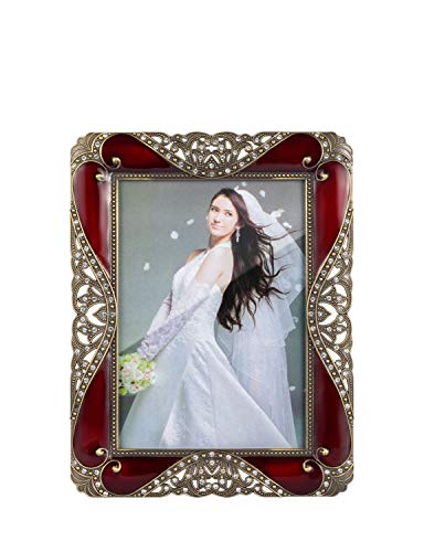WorldWide Selection Home - Metal Photo Frame/Picture Frame, 5 x 7 inch,  Real Clear Glass Front Cover, Vintage European Retro