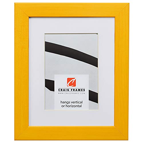 Craig Frames Inc Craig Frames Colori, 11 x 14 Inch Yellow Picture Frame Matted to Display an 8 x 10 Inch Photo