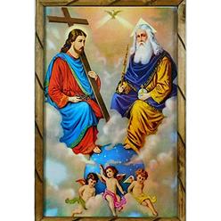 MISANTUARIO SantÃ­sima Trinidad, Padre E Hijo Y Espiritu Santo Imagen En Cuadro Madera Rustico 36'x 24", Holy Trinity Wooden Rustic