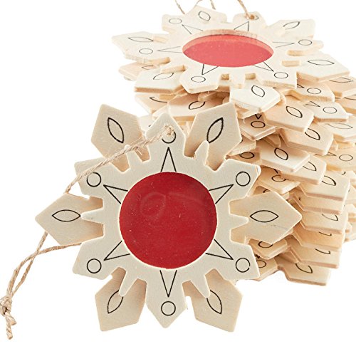 Factory Direct Craft 12 Unfinished Wood Snowflake Christmas Ornaments with Photo Insert