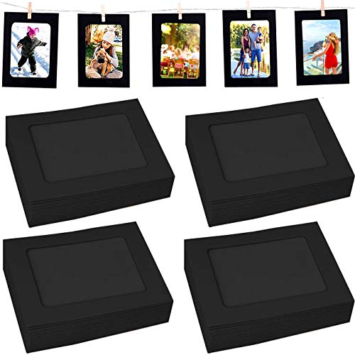 Perfect 4U 40PACK Paper Photo Frames Black Paper Photo Flim DIY Wall Picture Hanging Frame Album+Rope+Clips Set DIY Wall Dcor 10