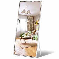 ZBEIVAN Full Length Mirror 65"x23.6" Standing/Wall Hanging, Vertical White Frame HD Rectangle Full Body Tall Big Floor Stand up or