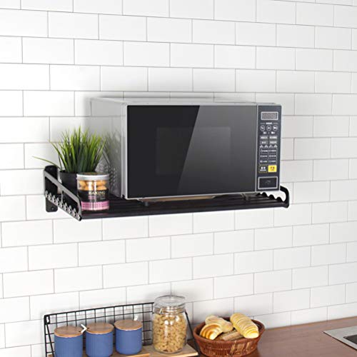 MaxxCloud Electric Oven Holders, Microwave Oven Rack Kitchen Shelf, Black Storage Racks Wall Shelf, Kitchen Pan Pot Rack Organizer