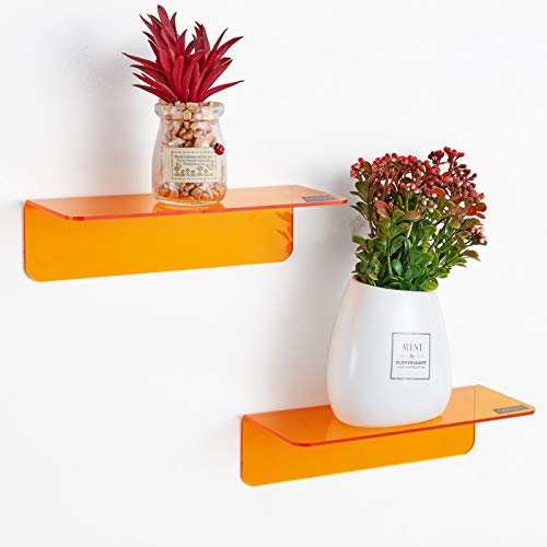 OAPRIRE Small Acrylic Floating Wall Shelves Set of 2, Flexible Use