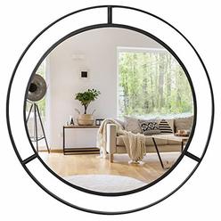 ritesune black decorative round wall mirror 24" with circle ring for bathroom, living room, entryway, bedroom, christmas, new
