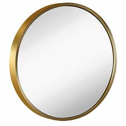 Artistic Path Round Framed Wall Hanging Mirror: Vanity Mirror Large Circle Metal Mirror for Decorative Wall Art (Golden, 24 inch)