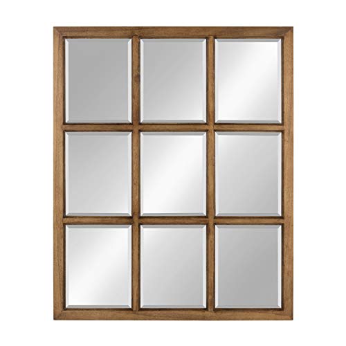 Kate and Laurel Hogan 9 Windowpane Wood Wall Mirror, 26x32, Brown