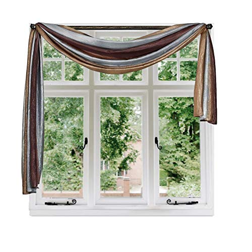 Woven Trends Ombre Curtains, Valances for Windows, Luxurious Scarf Valance, Voile Semi-Sheer Window Curtains, Livingroom,
