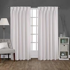 Exclusive Home Curtains Sateen Twill Woven Blackout Pinch Pleat Curtain Panel Pair, 84" Length, Vanilla, 2 Count