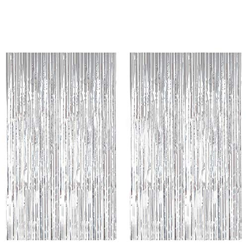 Metallic Foil Fringe Curtain - Silver 8