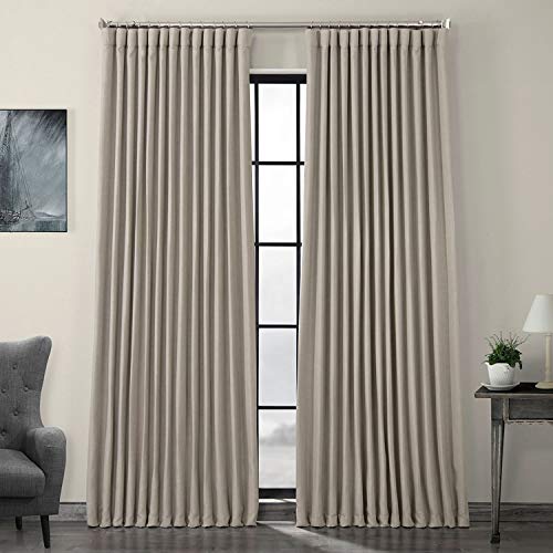 HPD Half Price Drapes BOCH-LN1857-84-DW Faux Linen Extra Wide Blackout Room Darkening Curtain (1 Panel), 100 X 84, Oatmeal