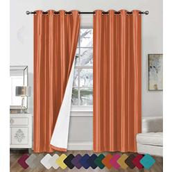 Sapphire Home Faux Silk Blackout Curtains - 2-Panel Sets of 54x84 Room Darkening Black Out Curtains for Bedroom - Durable Thermal