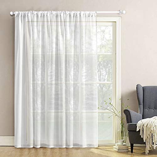 MRTREES White Sheer Curtains Extra Wide 100 x 84 inches Long Living