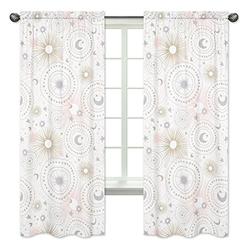 Sweet Jojo Designs Blush Pink, Gold, Grey and White Star and Moon Window Treatment Panels Curtains for Celestial Collection by Sweet Jojo