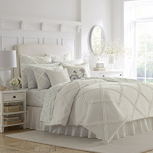 Laura Ashley Adelina White Ruffle Comforter Set, Full/Queen