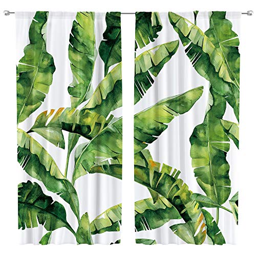 Riyidecor Tropical Palm Curtain Tree Leaf Rod Pocket Botanical
