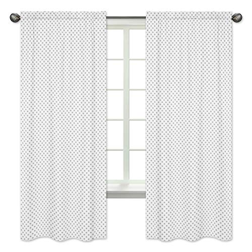 Sweet Jojo Designs Grey and White Polka Dot Window Treatment Panels Curtains for Watercolor Floral Collection by Sweet Jojo Designs - Set of 2