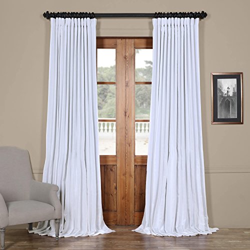 HPD Half Price Drapes PDCH-KBS1BO-96-DW Blackout Extra Wide Vintage Textured Faux Dupioni Curtain (1 Panel), 100 X 96, Ice