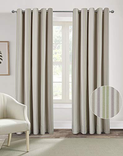 Alexandra Cole Vertical Striped Curtains for Bedroom Green Window Curtains for Living Room Decorative Lined Drapes 2 Panels