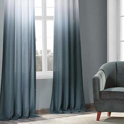 HPD Half Price Drapes FELCH-OMB1701-84 Faux Linen Sheer Curtain (1 Panel), 50 X 84, Ombre Aqua