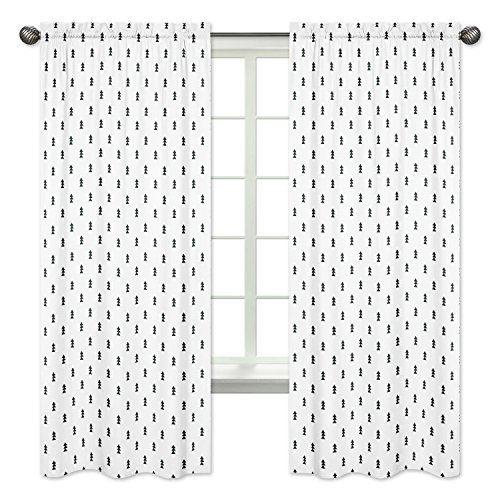 Sweet Jojo Designs Black and White Triangle Tree Window Treatment Panels Curtains for Bear Mountain Watercolor Collection by Sweet Jojo Designs