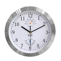 hito Modern Silent Wall Clock Non Ticking 10 inch Excellent Accurate Sweep Movement Silver Aluminum Frame Glass Cover,