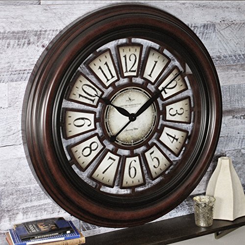 FirsTime & Co. Majestic Hollow Wall Clock, American Crafted, Aged Espresso, 29 x 2 x 29,