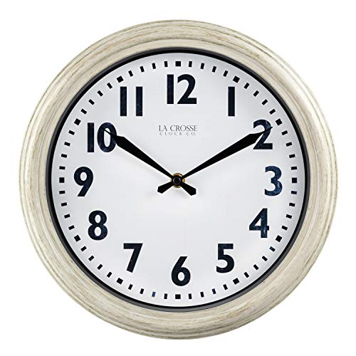 Lacrosse 404-3030W 12 Inch Antique White Quartz Wall Clock