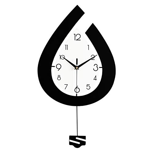 SHISEDECO Metal Black Drop Wall Clock,Pretty Modern Design,Non-Ticking Silent Quartz Pendulum Clocks with Arabic Numerals