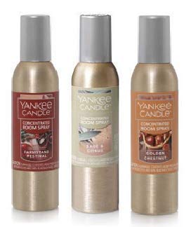 Yankee Candle 3 Pack Concentrated Room Spray 1.5 Oz. Farmstand Festival, Sage & Citrus and Golden Chestnut.