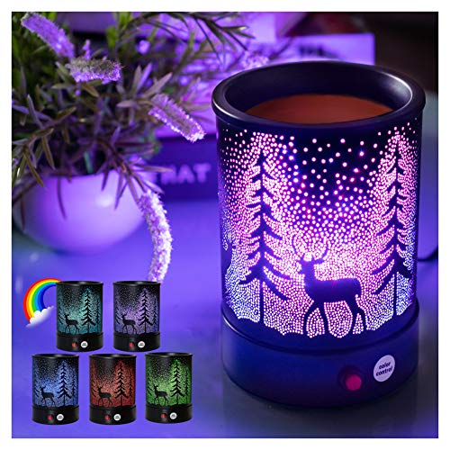 Hituiter Fragrance Wax Melts Warmer with7 colors lighting oil lamp scented wax  Candle Warmer Burner Melt Wax Cube Melter