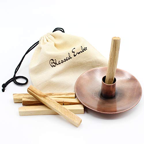 Blessed Ember Palo Santo Holder, Antiqued Rustic Copper Finish with 5 Palo Santo Sticks Included