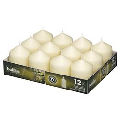 BOLSIUS Set of 12 Ivory Pillar Candles - 2.5-x3-inch Unscented Candle Set - Dripless Clean Burning Smokeless Dinner Candle -