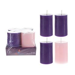 Mega Candles 4 pcs Unscented Christmas Advent Round Pillar Candle, Hand Poured Premium Wax Candles 2 Inch x 3 Inch, Holidays,