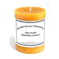 Mohawk Valley Trading Company Beeswax Pillar Candles - Pure, 100% Beeswax - Product of USA (3" x 4")