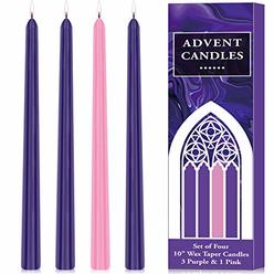 Perkisboby 4Pack Christmas Advent Taper Candle, 8 Hour Burn, Unscented, 10 Inch Dripless Taper Candles for Christmas, Party,