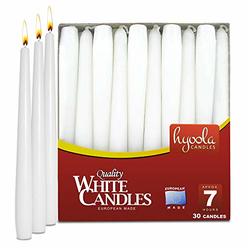 Hyoola Tall Taper Candles - Tapered Candles - White Dripless Candle Sticks - 8 Inch (20cm) - 7 Hour Burn Time (30-Pack)