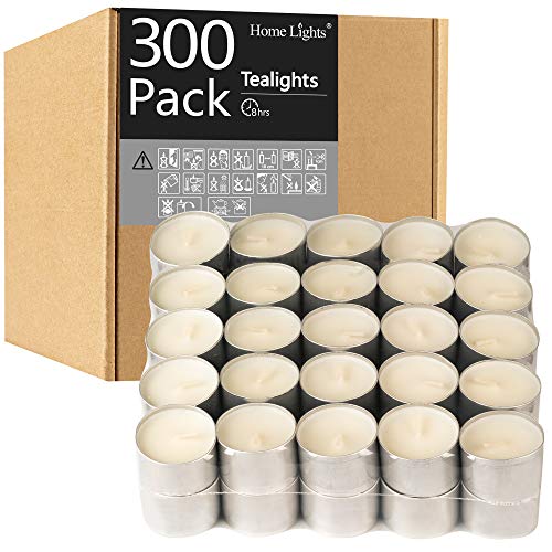 Home Lights Tealight Candles - 8 Hour Long time Burning, Giant 100,200,300 Packs -White Smokeless European Tea Light Unscented Candles
