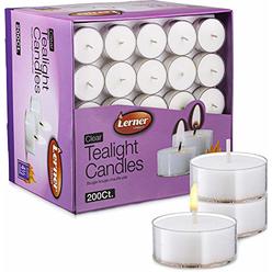 Lerner Candles Lerner Clear Cup Tea Light Candles - 4.5 Hour Tealight - 200 Bulk Candles for Holiday, Wedding and Home Decoration