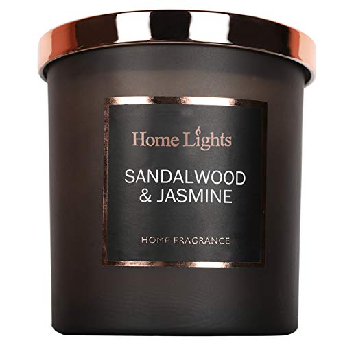 Home Lights Luxury Scented Candle, 7.19 oz, Natural Soy Wax, Home Fragrance Decor Gift, Sandalwood Jasmine, Medium Jar