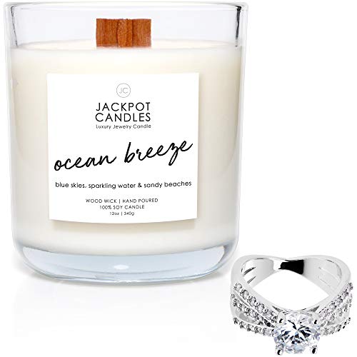 Jackpot Candles Ocean Breeze Candle with Ring Inside (Surprise Jewelry Valued at $15 to $5,000) Ring Size 7