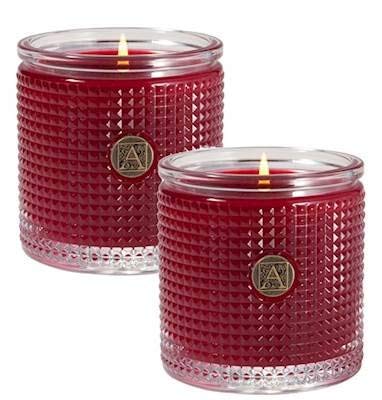 Aromatique Smell of Christmas Set of 2 Textured Glass Scented Jar Candle