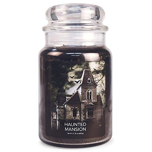 Village Candle Haunted Mansion Large Glass Apothecary Jar Scented Candle, 21.25 oz, Black