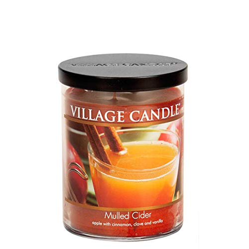 Village Candle Mulled Cider, Medium Bowl Scented Candle, 14 oz, Red