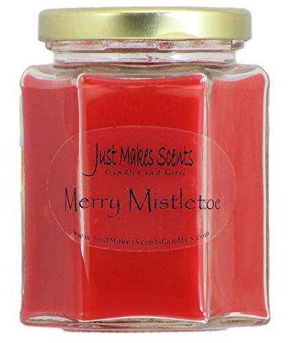 Just Makes Scents Merry Mistletoe Scented Blended Soy Christmas Candle | Blend of Citrus, Blue Spruce and Frosted Cranberries