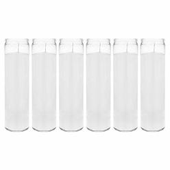 Mega Candles 6 pcs Unscented White 7 Day Devotional Prayer Glass Container Candle, Premium Wax Candles 2 Inch x 8 Inch, Great