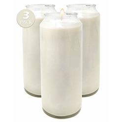 Hyoola 9 Day White Prayer Candles in Glass - 3 Pack - Candles for Religious, Memorial, Vigil and Emergency - Vegetable Oil Wax
