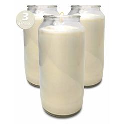 Hyoola 7 Day White Prayer Candles in Glass - 3 Pack - Candles for Religious, Memorial, Vigil and Emergency - Vegetable Oil Wax