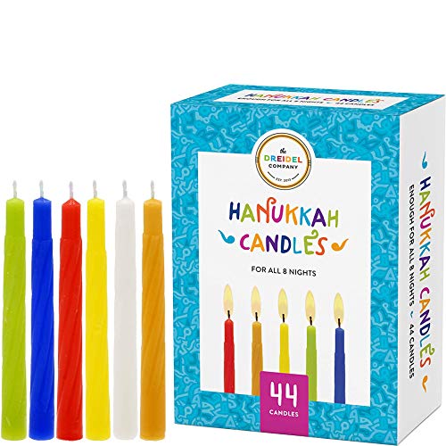 The Dreidel Company Menorah Candles Chanukah Candles 44 Colorful Hanukkah Candles for All 8 Nights of Chanukah (Single)