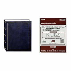 Pioneer Photo Albums Magnetic Self-Stick 3-Ring Photo Album 100 Pages (50 Sheets), Navy Blue & Refill Pages for LM-100,